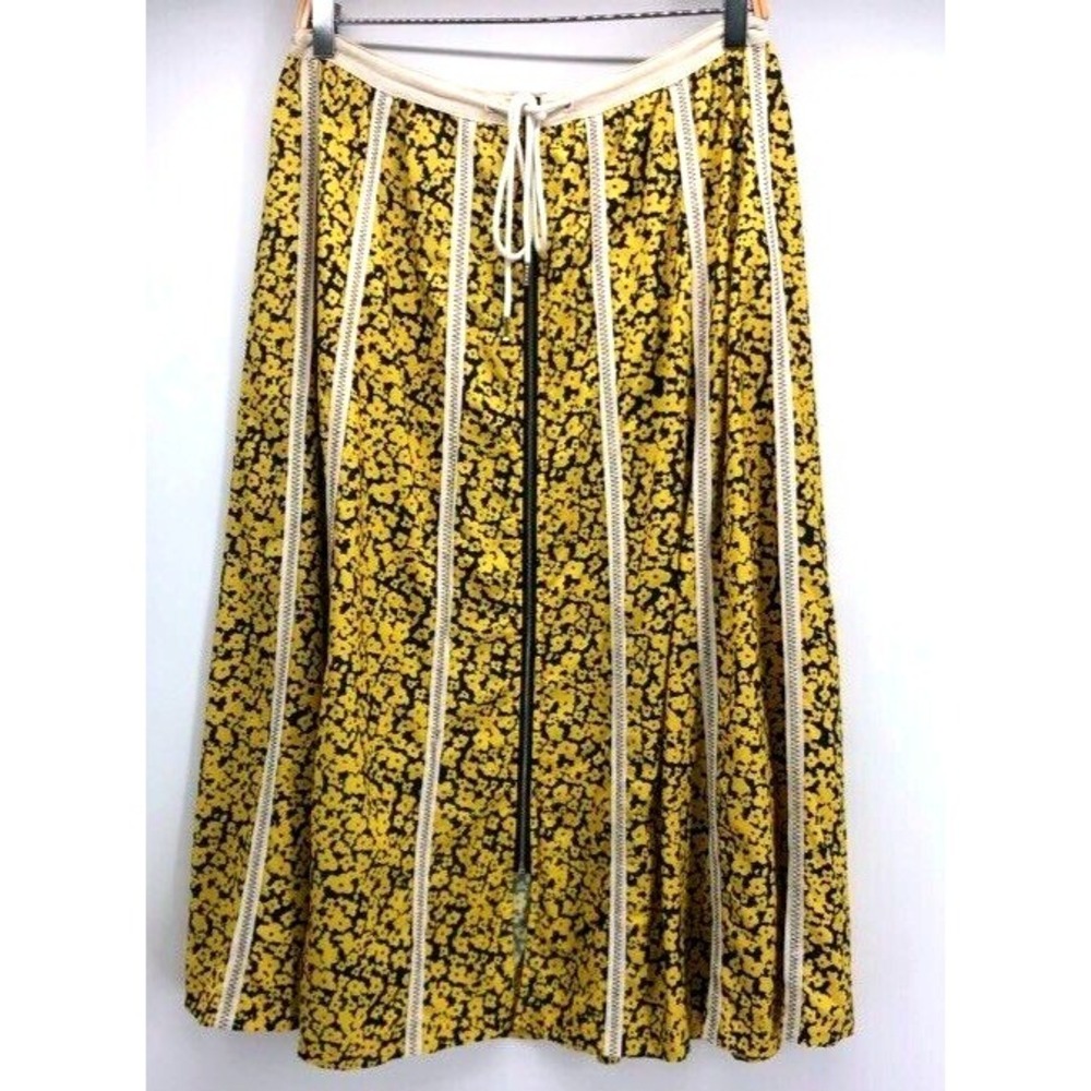 Derek Lam Collective Skirt Womens Sz S 10 Crosby X Drawstring Yellow Floral Midi